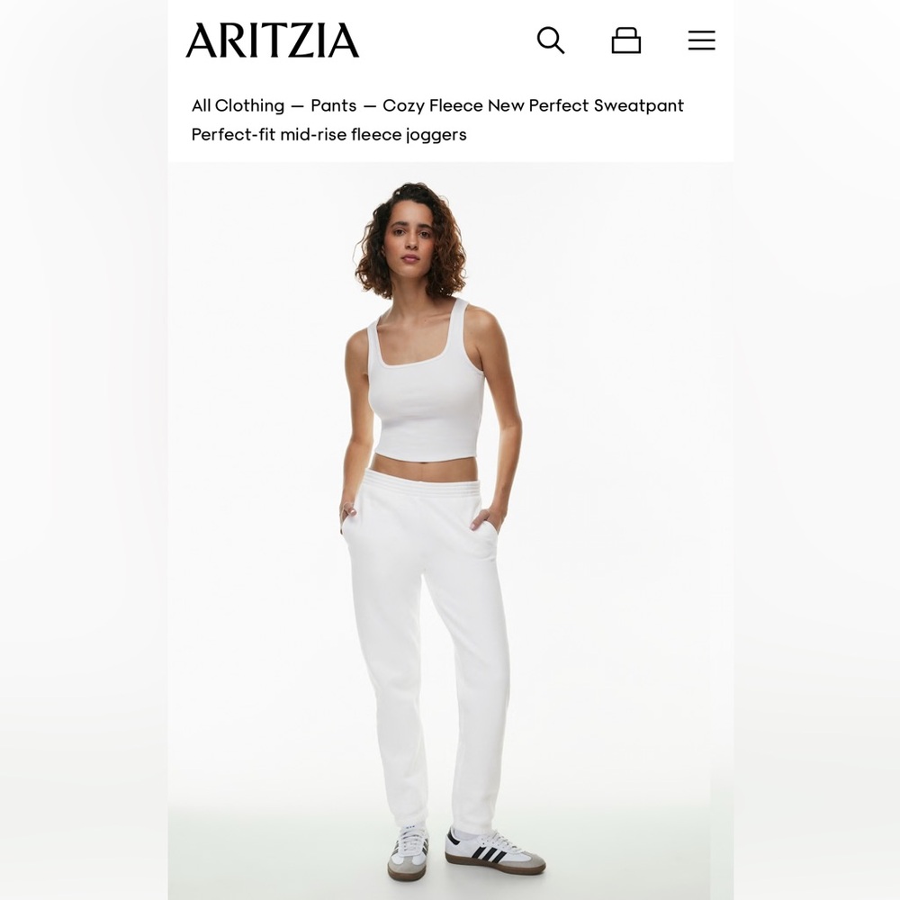 Aritzia Cozy Fleece New Perfect Sweat Pants White XS
